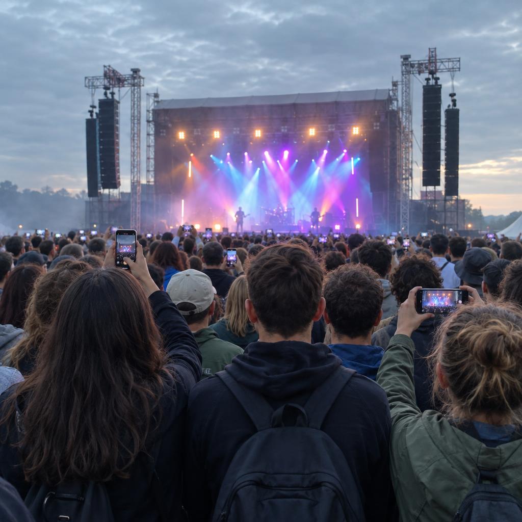 Image d'exemple : « Regardez la foule ce matin », sous une photo prise lors d'un concert.